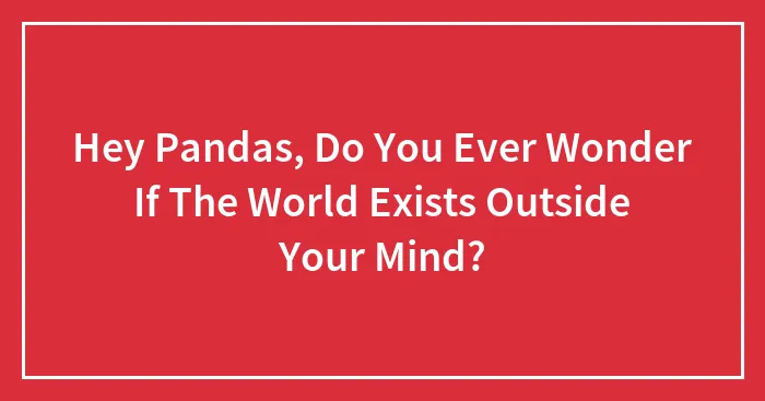 Hey Pandas, Do You Ever Wonder If The World Exists Outside Your Mind? (Closed)