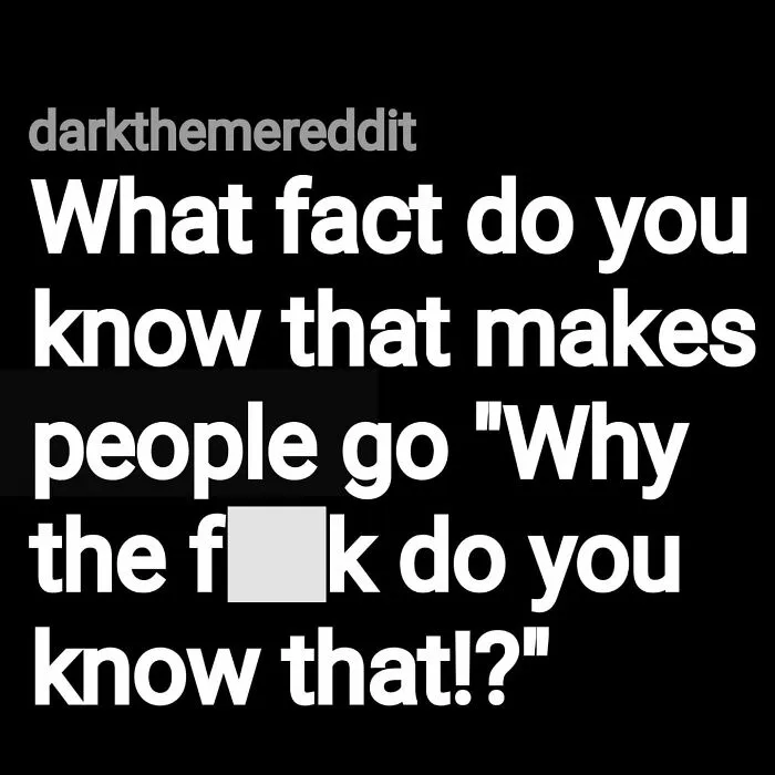 Dark themed text asking what eerie questions and facts people know that shock others with scary answers.