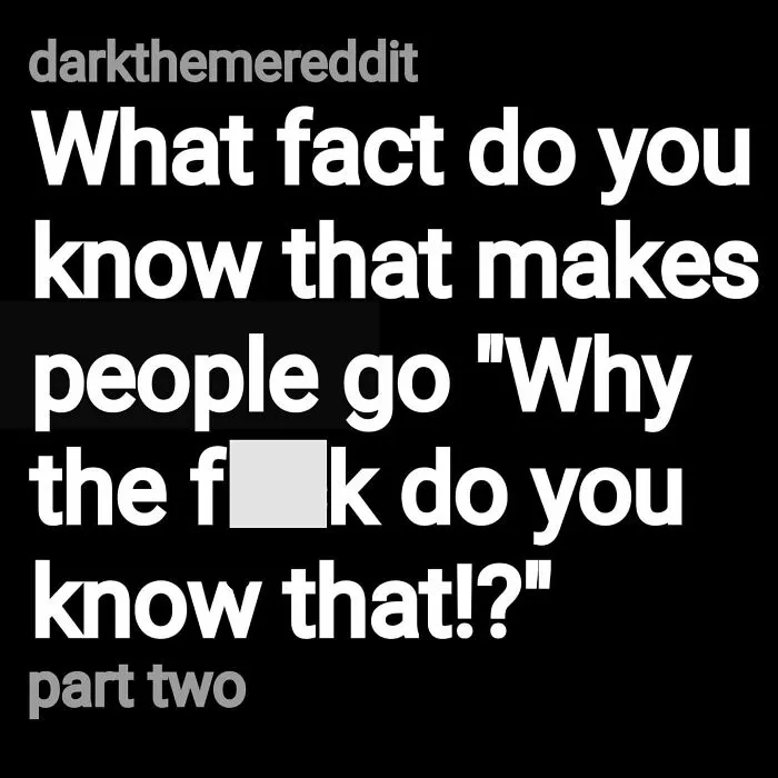 Black background with bold white and gray text asking eerie questions that provoke shocked reactions on Reddit dark theme.