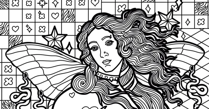 I Reimagine Classic Paintings As Bold, Maximalist Coloring Pages That Celebrate Modern Femininity