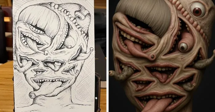 My 8 Terrible Human Face Sketches Transformed Into 3D By Chatgpt