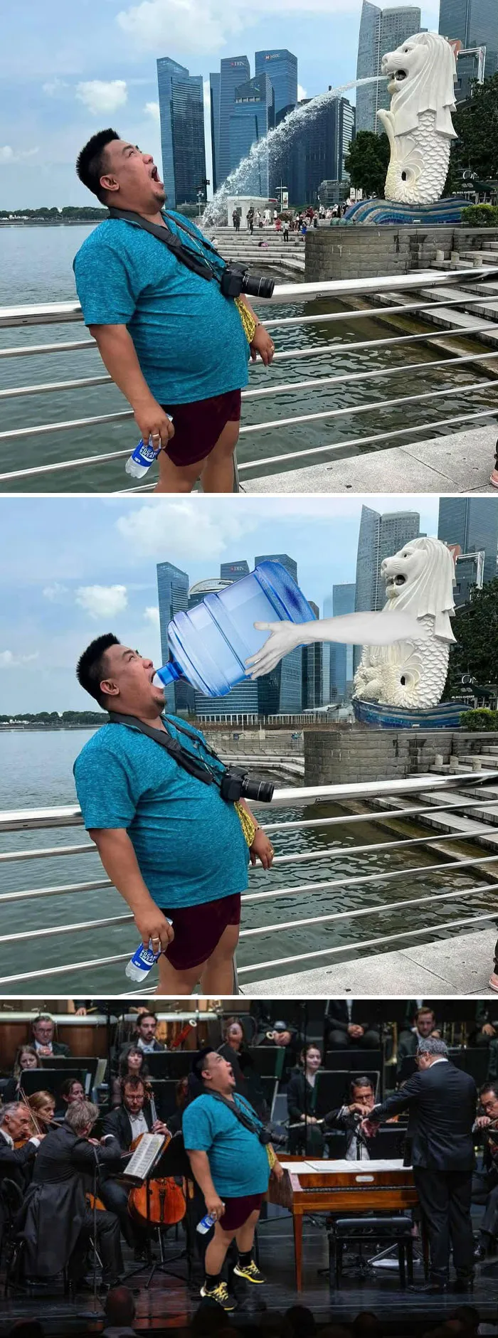 ¿Podéis hacerle atrapar el agua, por favor?