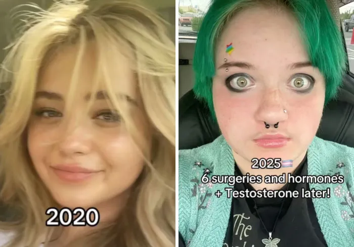 Side by side photos showing people who looked their hottest in high school and how they look now in 2020 and 2025 updates.