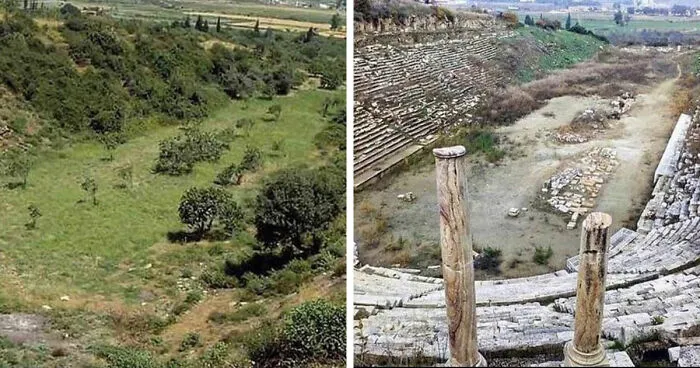 Ancient Greece Before And After Excavation