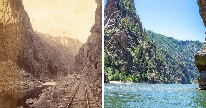The Curecanti Needle, Black Canyon, Colorado, 1880s vs. 2023