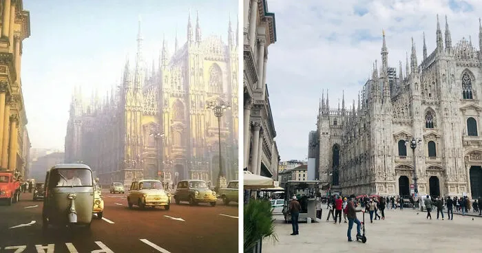 Milan, Italy 1950s And 2021