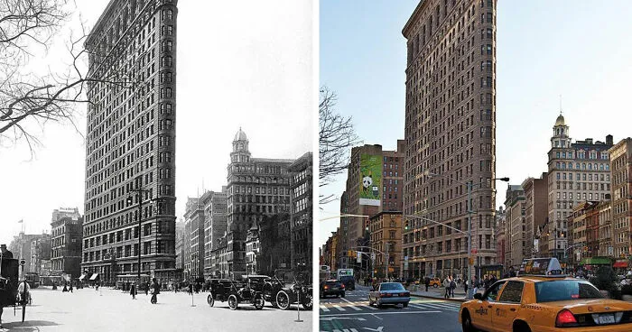 The Flatiron Building, New York (1917 And 2012)