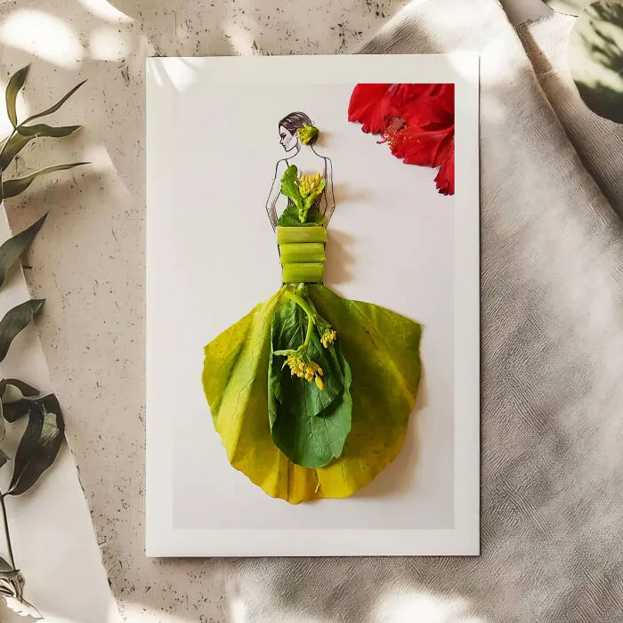 I Turn Leaves And Plants Into Dresses In My Fashion Illustrations (22 Pics)