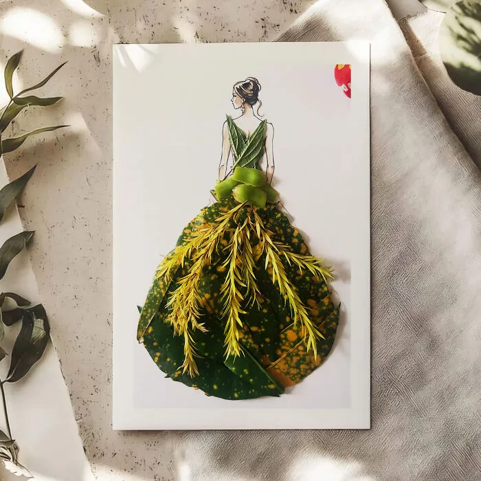 I Turn Leaves And Plants Into Dresses In My Fashion Illustrations (22 Pics)