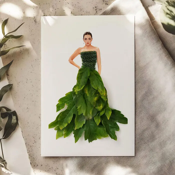 I Turn Leaves And Plants Into Dresses In My Fashion Illustrations (22 Pics)