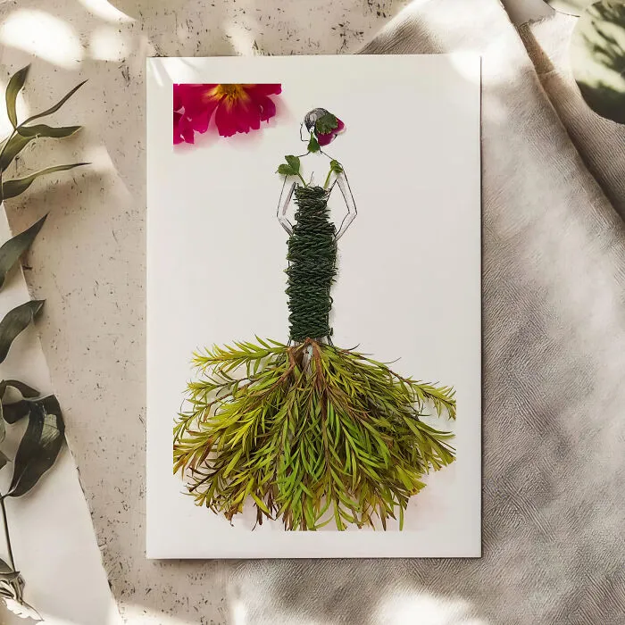 I Turn Leaves And Plants Into Dresses In My Fashion Illustrations (22 Pics)