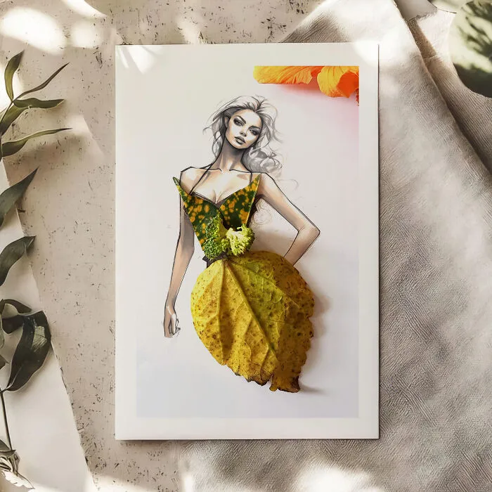 I Turn Leaves And Plants Into Dresses In My Fashion Illustrations (22 Pics)