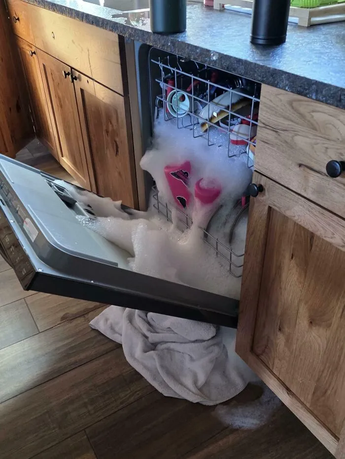 Out Of Dishwasher Tabs... I Guess My Husband Didn't Get The Memo On Dishsoap
