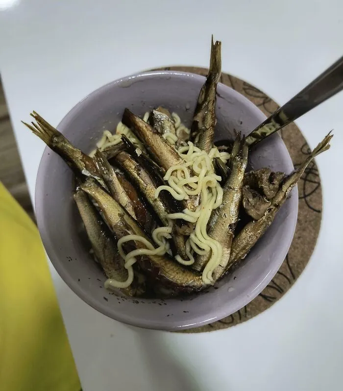 GF Says That My Standard Combo Of Noodles And Sardines Looks Like Something Straight Out Of Silent Hill