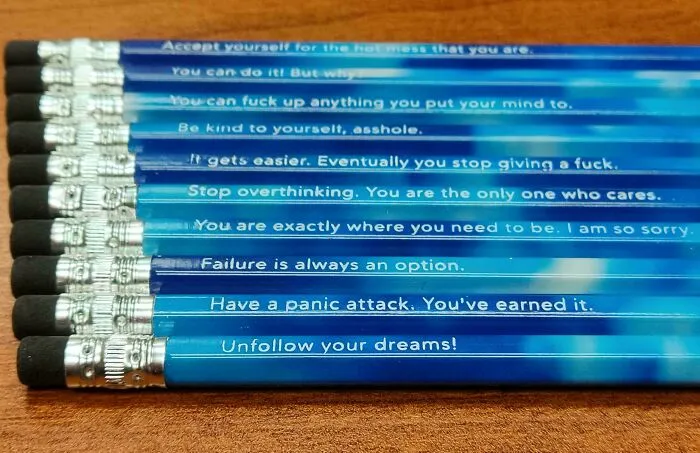 A Work Friend Has Been Giving Me One Demotivational Pencil Each Day