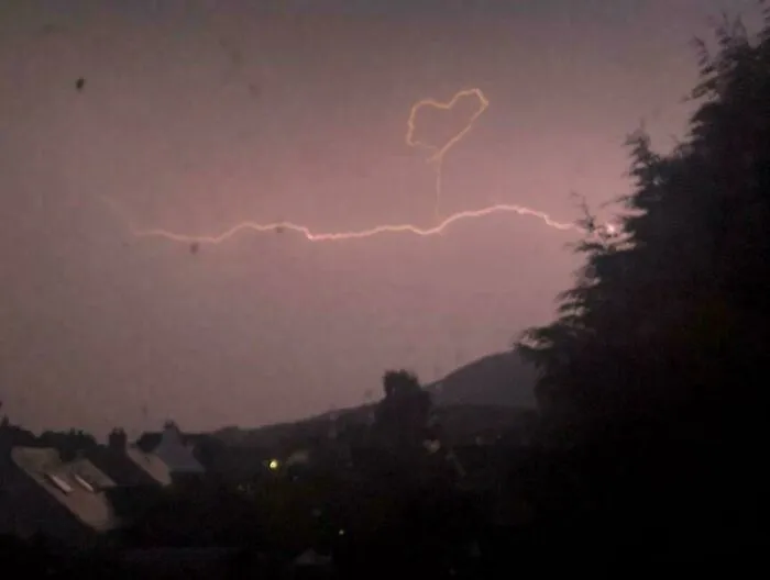 This "Love Heart" Shaped Lightning Bolt My Wife Photographed Last Night