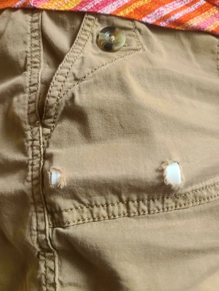 My Wife's Shorts Have Holes Worn Through The Pocket Where She Carries Chapstick