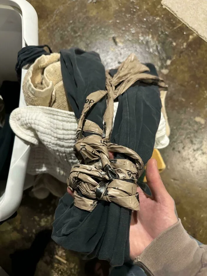 Getting My Laundry Out Of The Dryer And Apparently Forgot I Had A Roll Of Dog Poop Bags In One Of My Pockets