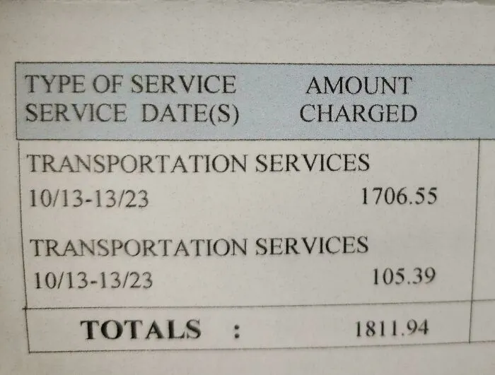 I Was Taken From My Drs Office To The Hospital By Ambulance Because My BP Was 70/14 And I Almost Fainted 3 Times. Traveled 1,3 Miles And Here's The Charge For A 5 Minute Ride