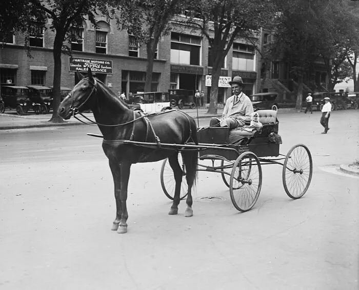 Man With Horse And Cart, And Dog, 1924