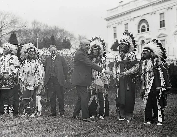 Warren Harding And Native Americans At White House, Washington, D.C., 1921