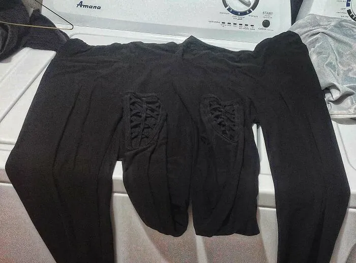 I Was Pulling Clothes Out Of Dryer. Folded My Black Leggings I've Had For 10 Years Up, Put In Basket