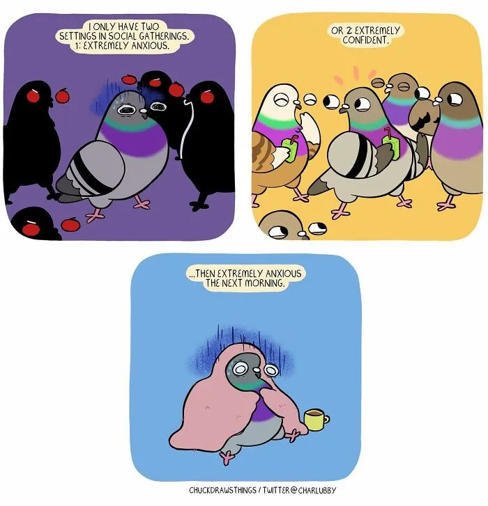 50 New Comics About A Pigeon Going Through Life And Mental Health Struggles By Chuck Mullin