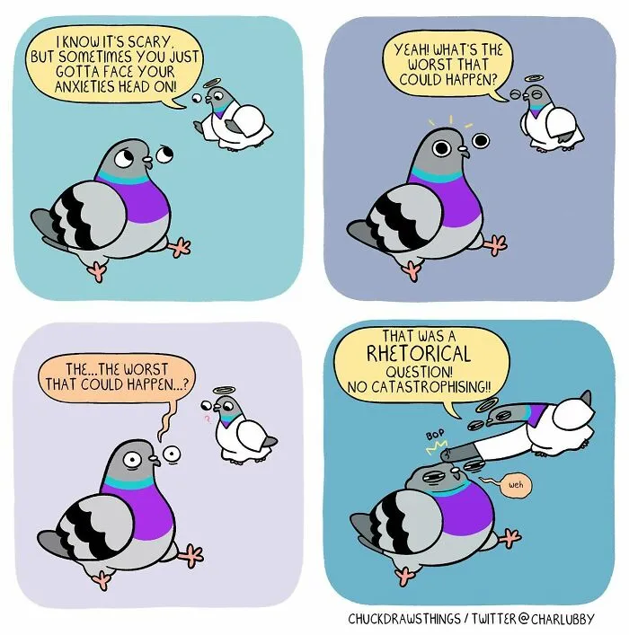 50 New Comics About A Pigeon Going Through Life And Mental Health Struggles By Chuck Mullin
