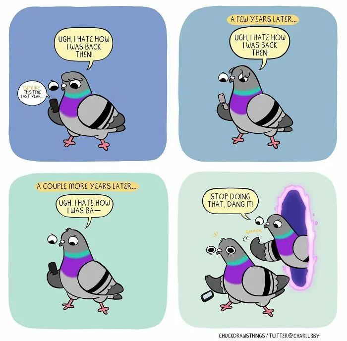 50 New Comics About A Pigeon Going Through Life And Mental Health Struggles By Chuck Mullin