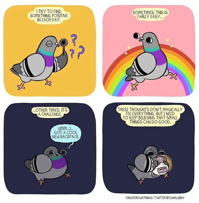 50 New Comics About A Pigeon Going Through Life And Mental Health Struggles By Chuck Mullin