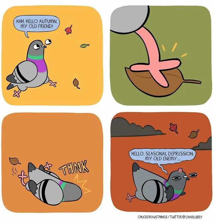 50 New Comics About A Pigeon Going Through Life And Mental Health Struggles By Chuck Mullin