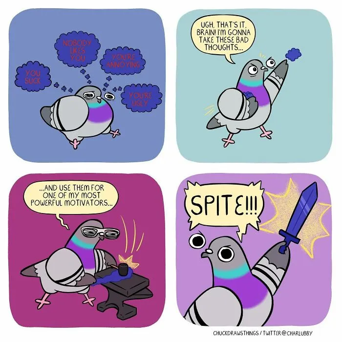 50 New Comics About A Pigeon Going Through Life And Mental Health Struggles By Chuck Mullin