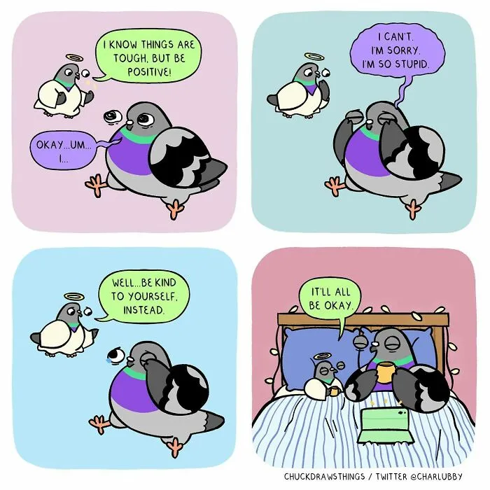 50 New Comics About A Pigeon Going Through Life And Mental Health Struggles By Chuck Mullin