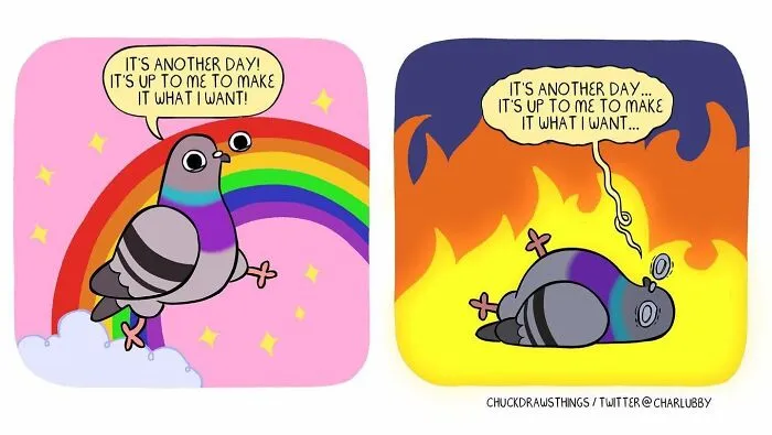 50 New Comics About A Pigeon Going Through Life And Mental Health Struggles By Chuck Mullin