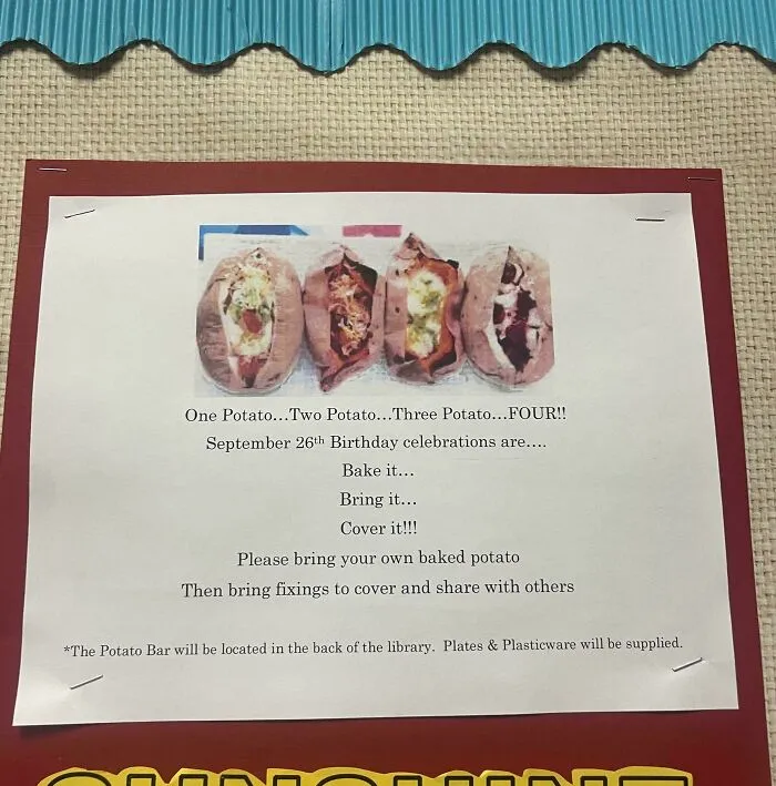The Bring Your Own Potato Bar Hosted By My School For Teacher Appreciation. At Least They’re Providing Plates