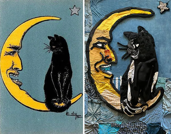 "Le Chat Et La Lune" By Edouard Leon Louis Warschawsky (Aka Edy), 1917