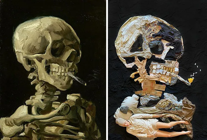 "Head Of A Skeleton With A Burning Cigarette" By Vincent Van Gogh, 1886