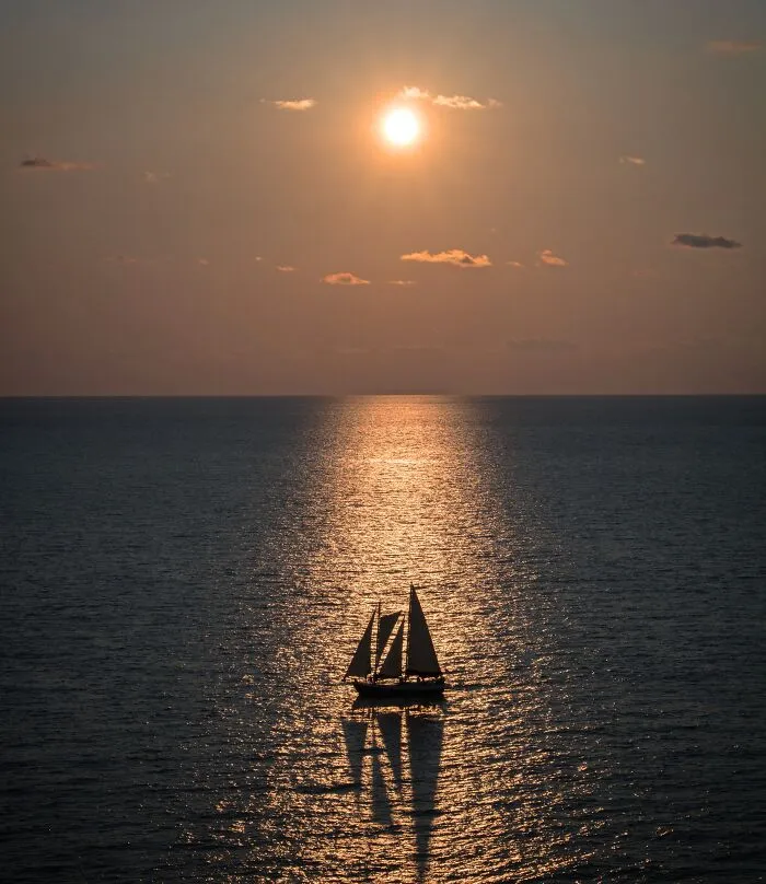 I Was Lucky Enough To Catch This Picture Of A Sailboat During Sunset From My Hotel Room
