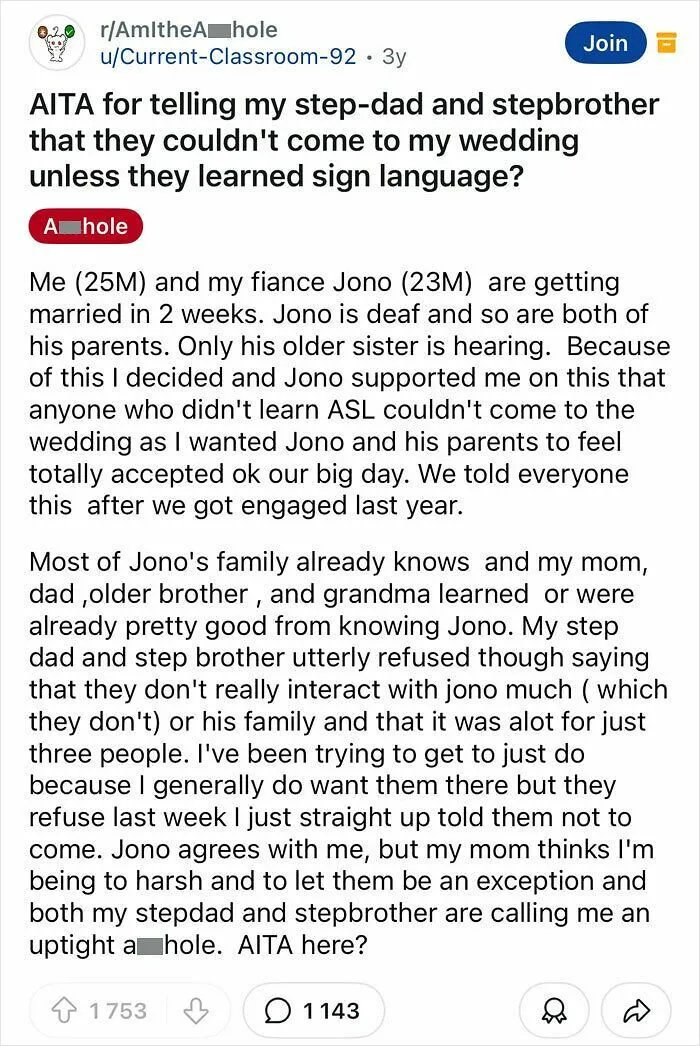 Your Demand Is Utterly Unreasonable. If You Want Them To Feel Completely Accepted, Conduct The Ceremony In Asl And Provide A Translator For Those Who Don’t Speak It