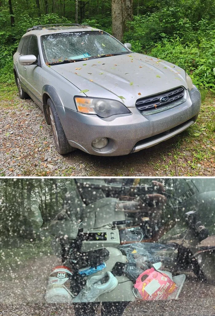 There Is An Abandoned Subaru Near The Appalachian Trail In Ga With Expired 2024 Maryland Tags And Personal Items Left Inside