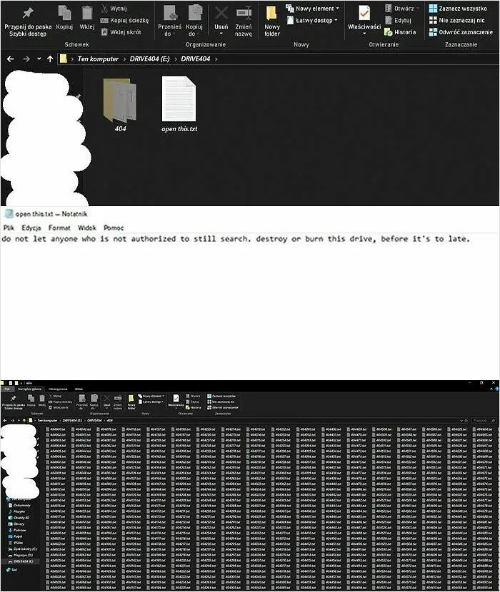 Folder named 404 and mysterious files on a drive, related to interesting mysteries that still baffle people.