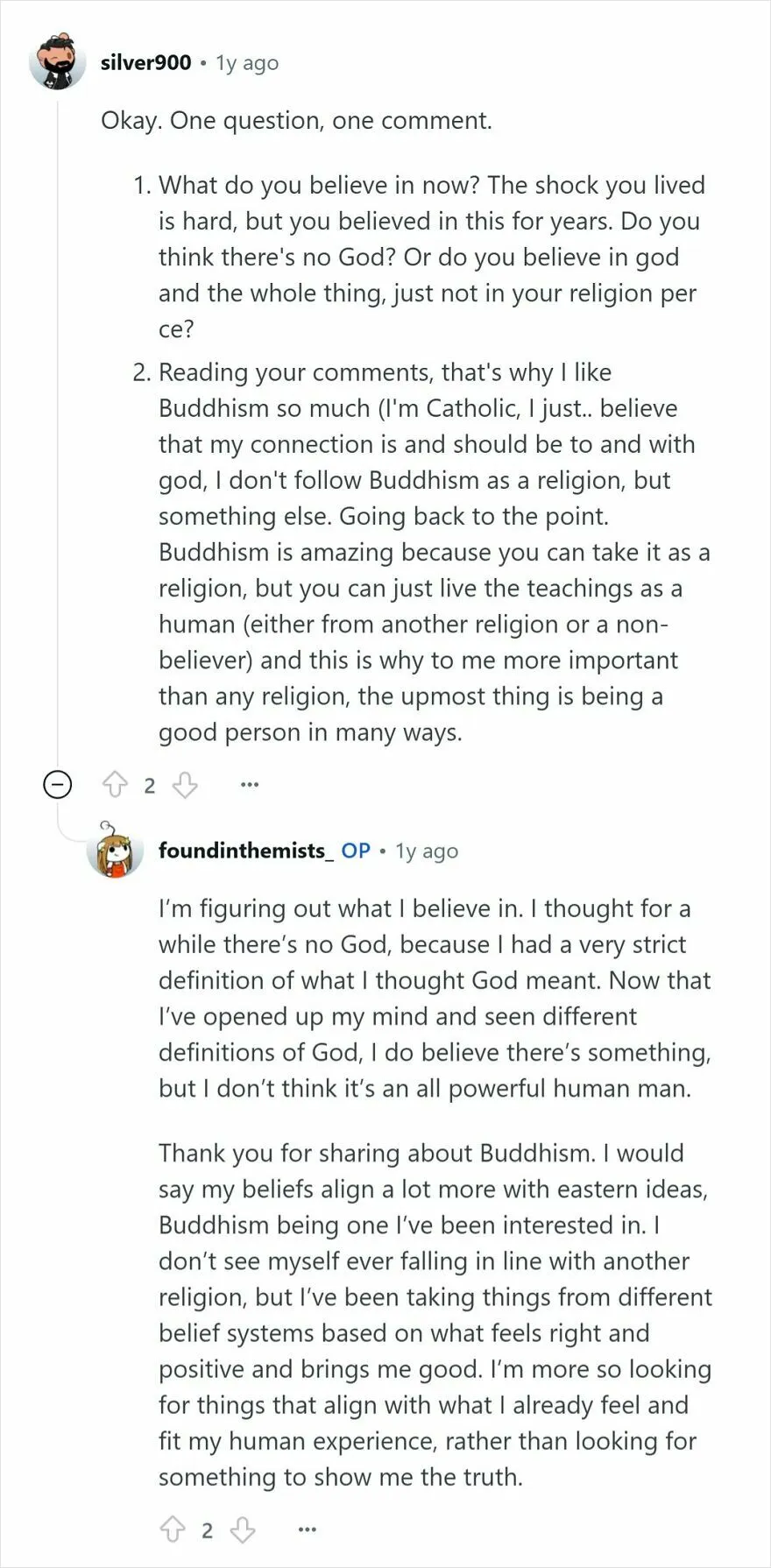 Reddit conversation with a user raised Mormon discussing beliefs and views on religion and cults.