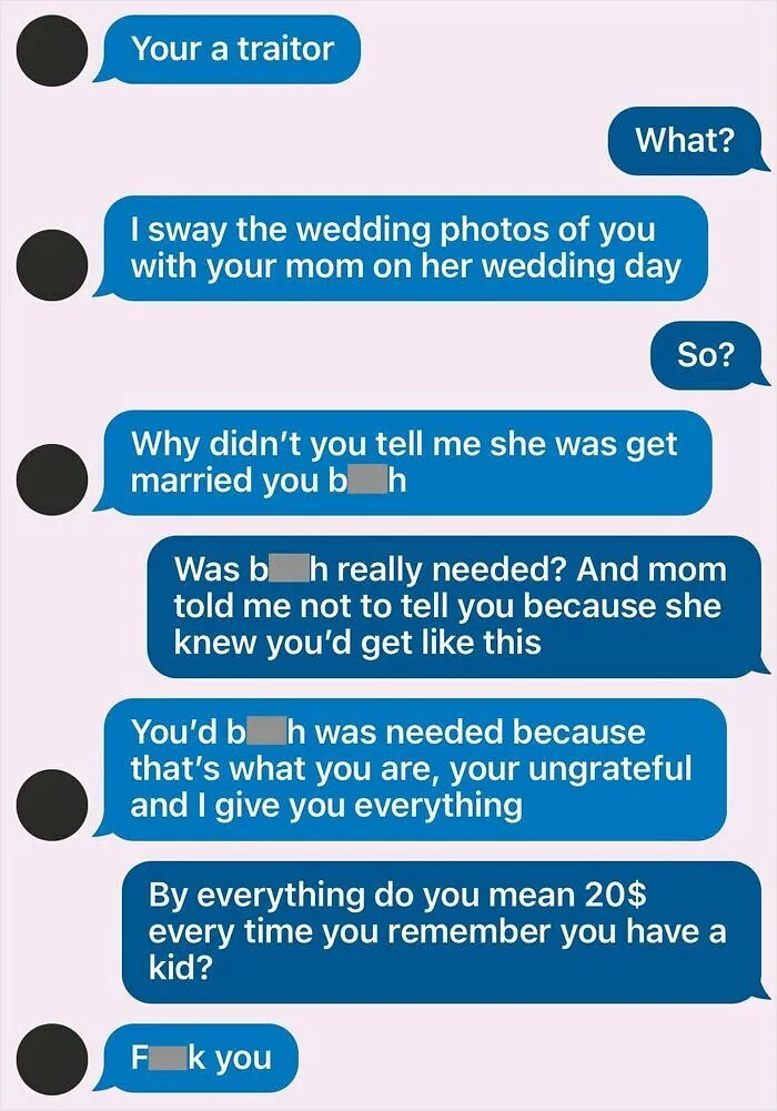 Here’s A Text Conversation With My Bio Dad After He Saw That My Mother Got Married