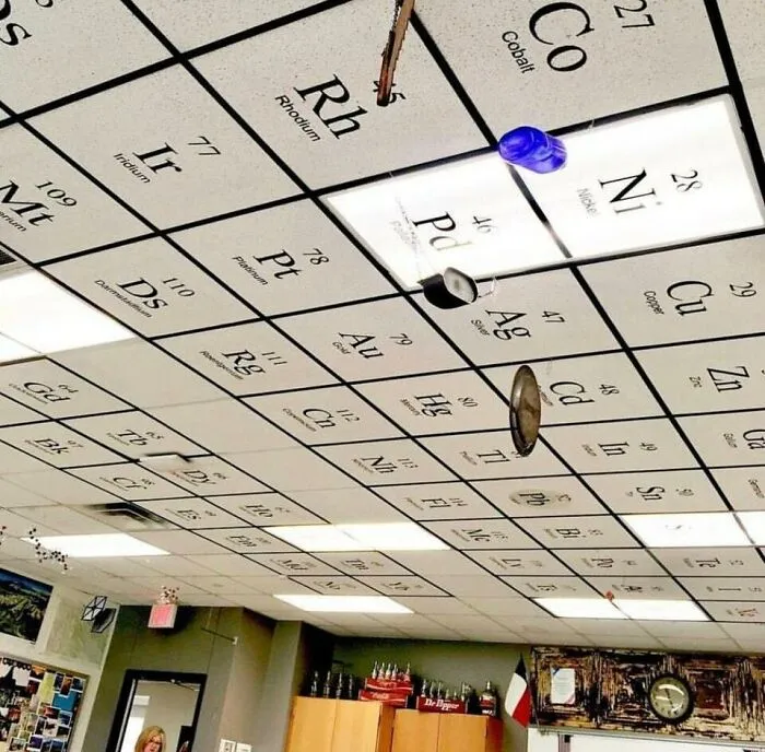Chemistry Teacher Made Their Classroom Ceiling Into The Periodic Table