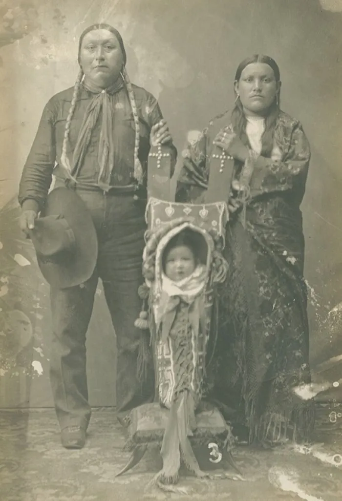 American Indian Couple With Baby, 1904-1918
