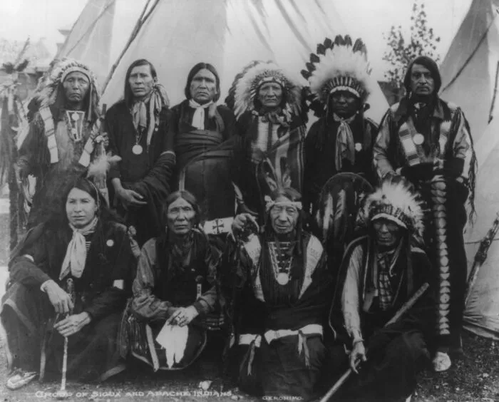 Group Of Sioux And Apache Indians, 1904