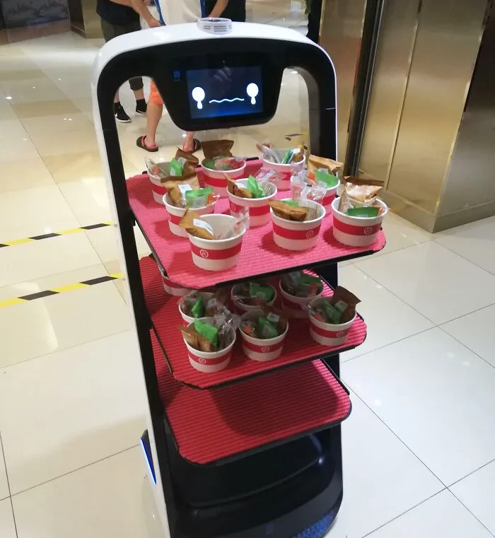 Snack Serving Robot In China Upset With Me Because I Didn't Take Any Snacks