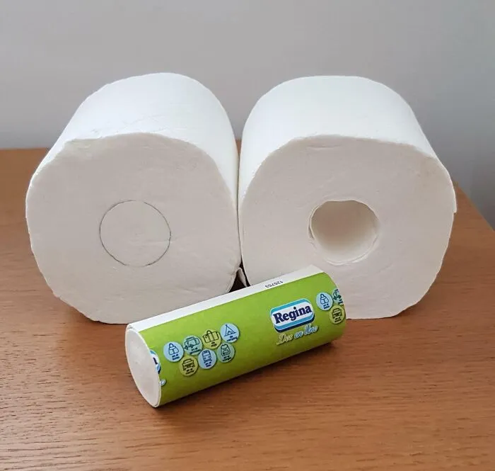 This Toilet Paper Roll Contains A Mini Paper Roll To Carry With You, Instead Of An Hollow Carbord Roll