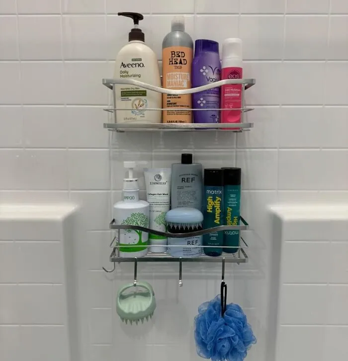 The Jenga Game You Play With Your Shampoo Bottles On The Tub Ledge Can Be A Thing Of The Past With A <a Style="Display:inline;" Href="Https://Www.amazon.com/Kincmax-Shower-Shelves-2-Pack-Stainless/Dp/B0828dj2hd?ie=utf8&th=1&linkcode=ll1&tag=bptapir-20&linkid=2cf82cc56651ccebd4348fa2c92398d1&language=en_us&ref_=as_li_ss_tl" Target="_blank"> <span Style="Font: Inherit; Color: #d74b1f;"> Self-Adhesive Shower Wall Caddy </Span>