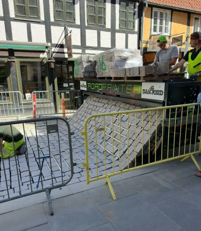 A "Roadprinter" I Spotted Walking Down The Street. "Printing" Cobblestone